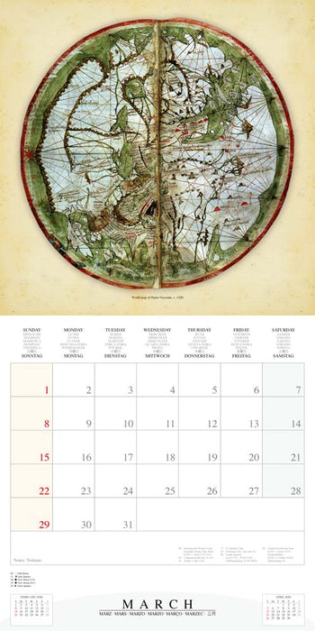 The Antique Maps 2026 Square Wall Calendar
