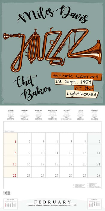 Jazz Designs 2026 Square Wall Calendar