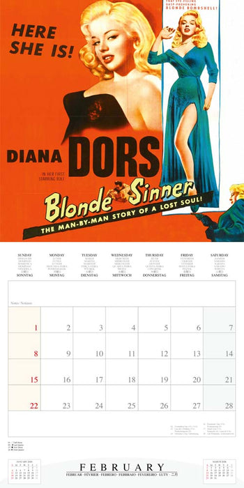 Cinema Noir 2026 Square Wall Calendar