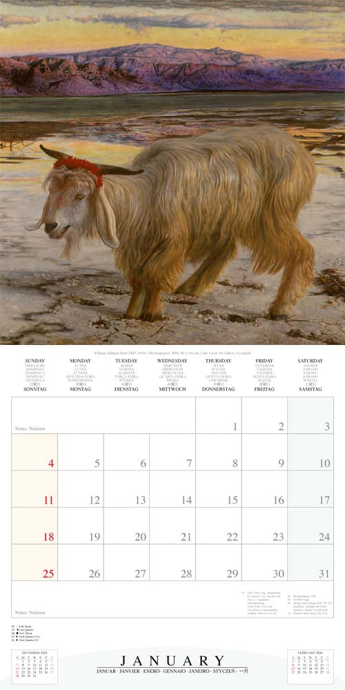 Pre Raphaelites 2026 Square Wall Calendar