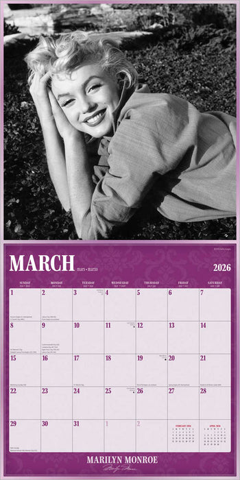 Marilyn Monroe 2026 Square Wall Calendar