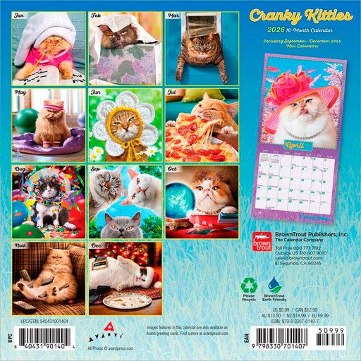 Avanti Cranky Kitties 2026 Mini Wall Calendar