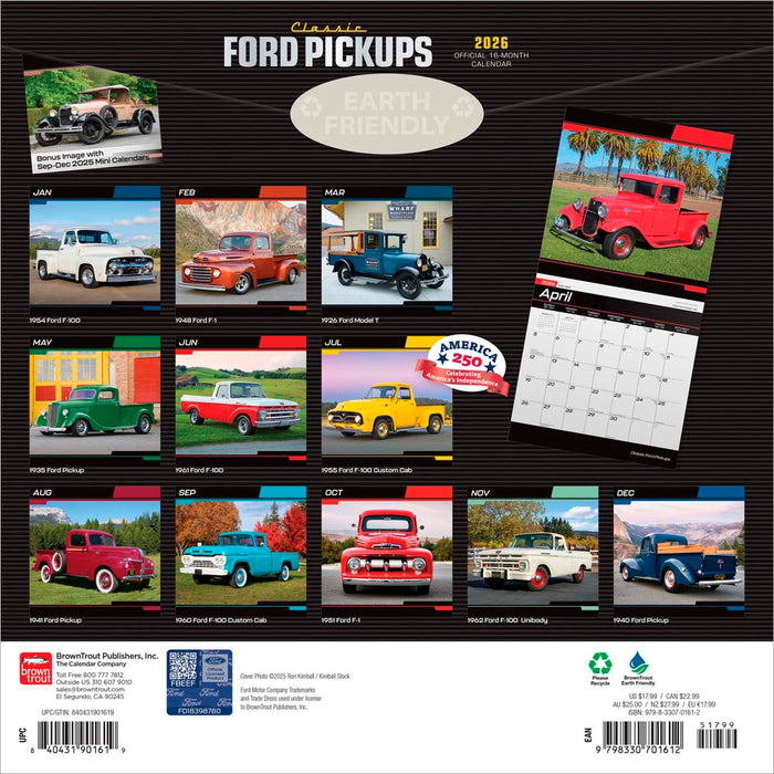 Classic Ford Pickups 2026 Square Wall Calendar (Online Exclusive)