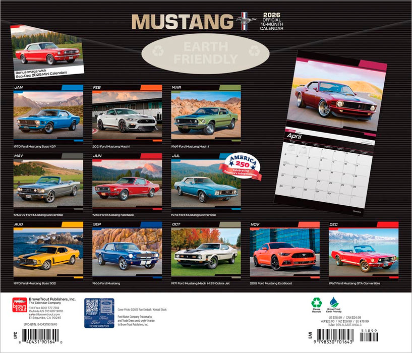 Ford Mustang 2026 Large Wall Calendar