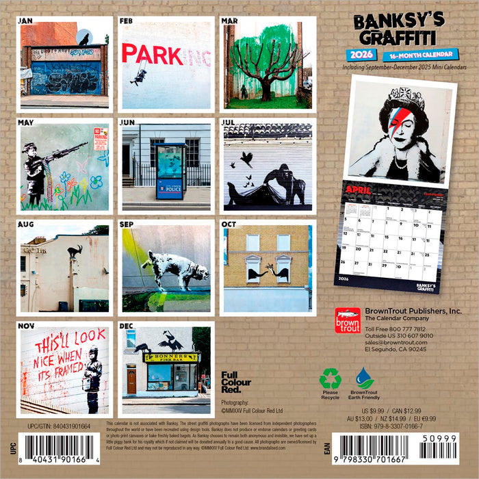 Banksy's Graffiti 2026 Mini Wall Calendar