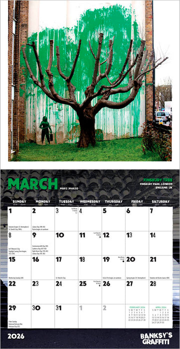 Banksy's Graffiti 2026 Mini Wall Calendar