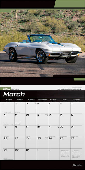 Corvette 2026 Square Wall Calendar