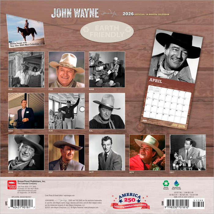 John Wayne 2026 Square Wall Calendar