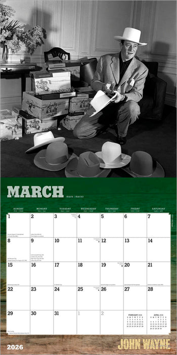 John Wayne 2026 Square Wall Calendar