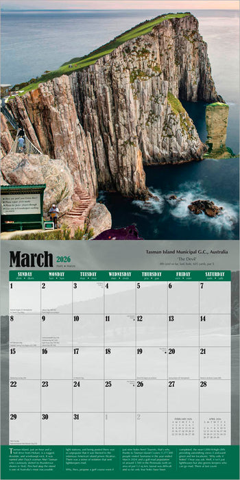 World's Toughest Golf Holes 2026 Square Wall Calendar