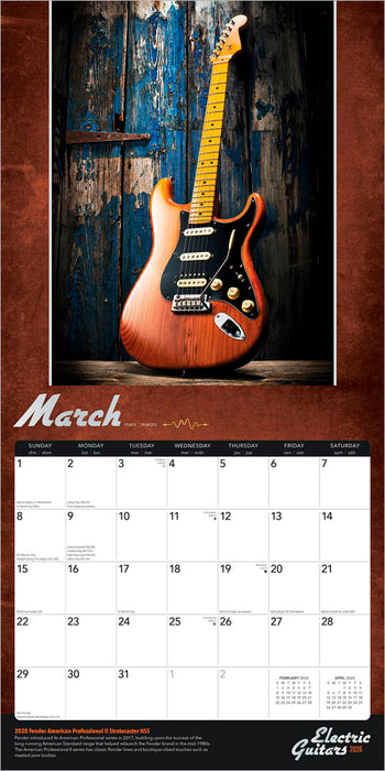 Electric Guitars 2026 Square Wall Calendar