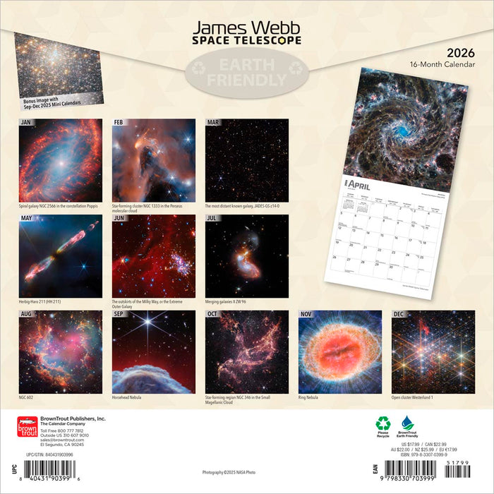 James Webb Space Telescope 2026 Square Wall Calendar