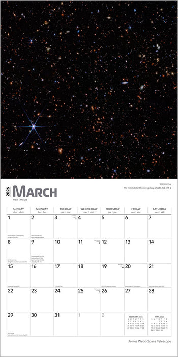 James Webb Space Telescope 2026 Square Wall Calendar