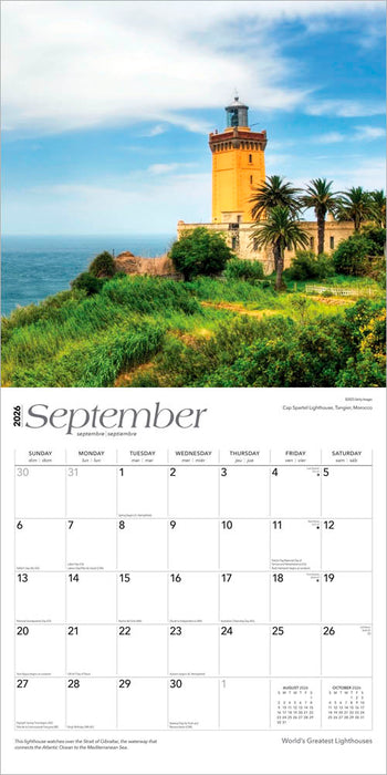 World's Greatest Lighthouses 2026 Square Wall Calendar