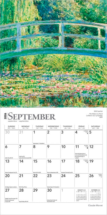 Monet Claude 2026 Mini Wall Calendar