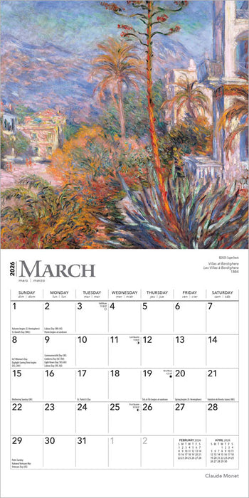 Monet Claude 2026 Mini Wall Calendar