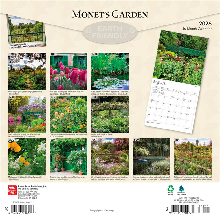 Monet's Garden 2026 Square Wall Calendar