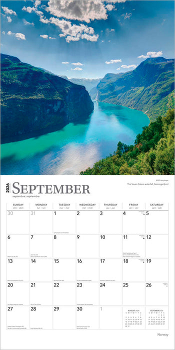 Norway 2026 Square Wall Calendar