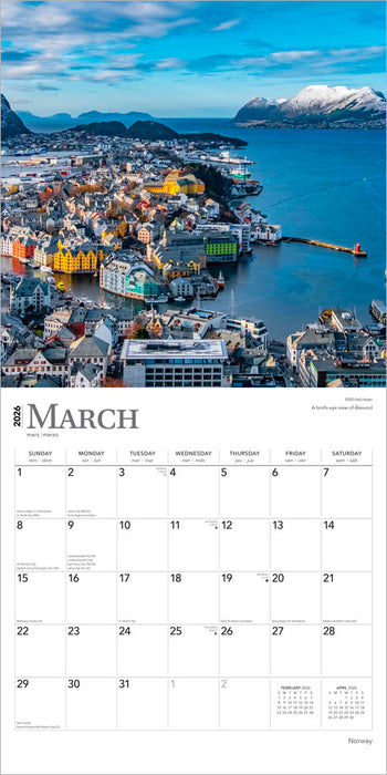 Norway 2026 Square Wall Calendar