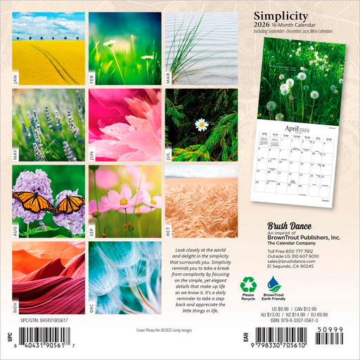 Simplicity 2026 Mini Wall Calendar