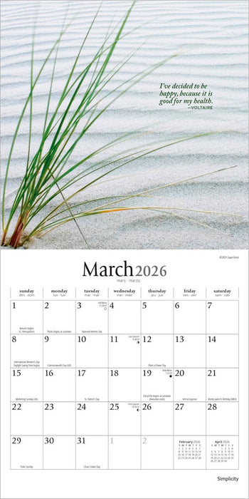 Simplicity 2026 Mini Wall Calendar