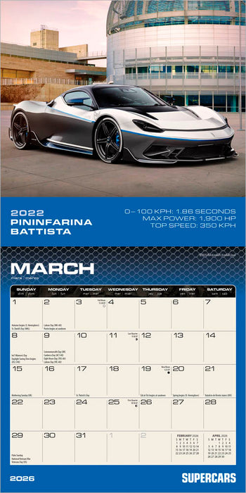 Supercars 2026 Mini Wall Calendar