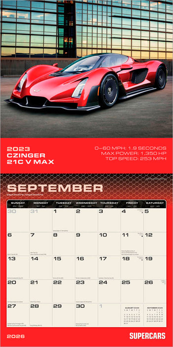 Supercars 2026 Square Wall Calendar