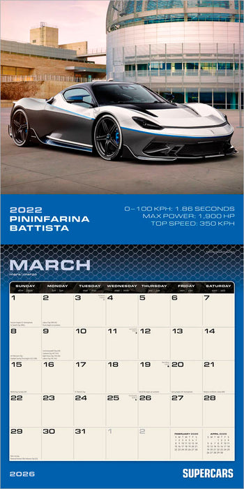 Supercars 2026 Square Wall Calendar