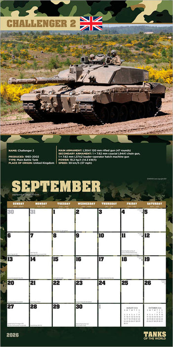 Tanks of the World 2026 Square Wall Calendar (Online Exclusive)