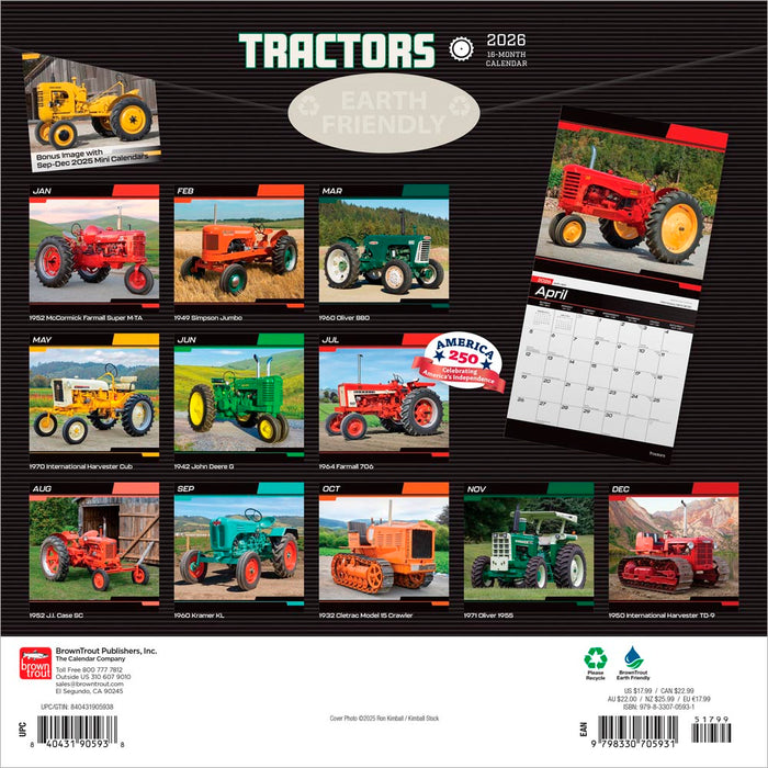 Tractors 2026 Square Wall Calendar
