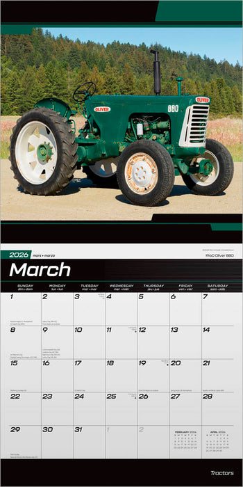 Tractors 2026 Square Wall Calendar