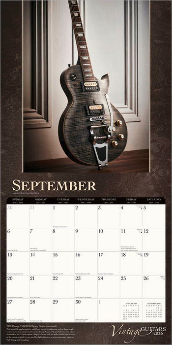 Vintage Guitars 2026 Square Wall Calendar