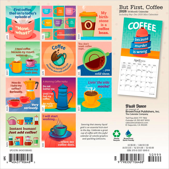 But First Coffee 2026 Mini Wall Calendar