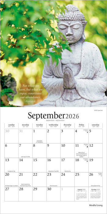 Mindful Living 2026 Mini Wall Calendar