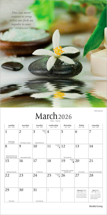 Mindful Living 2026 Mini Wall Calendar