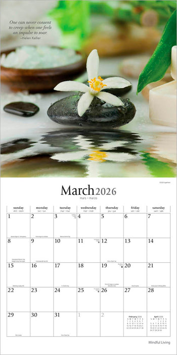 Mindful Living 2026 Square Wall Calendar