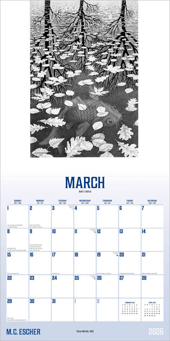 M C Escher 2026 Square Wall Calendar