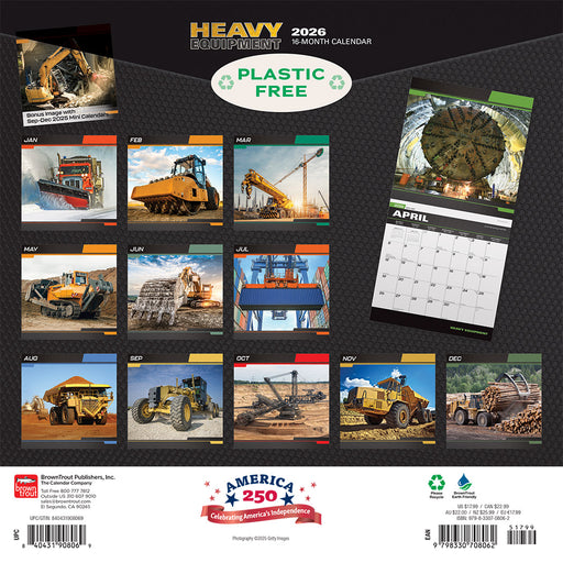 Heavy Equipment 2026 Square Wall Calendar