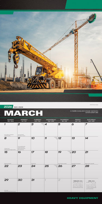 Heavy Equipment 2026 Square Wall Calendar