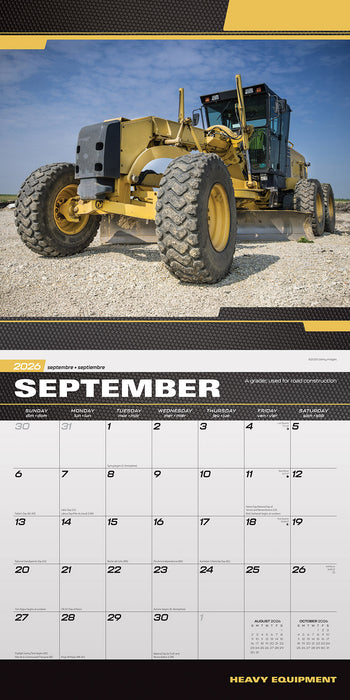 Heavy Equipment 2026 Square Wall Calendar