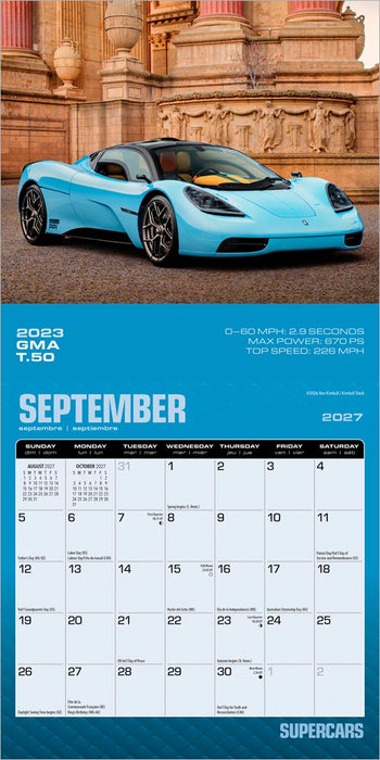 Supercars 2027 Mini Wall Calendar