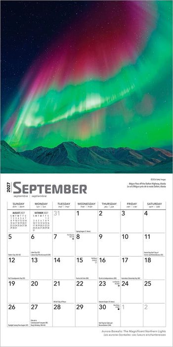 Aurora Borealis Les Astronomy 2027 Mini Wall Calendar
