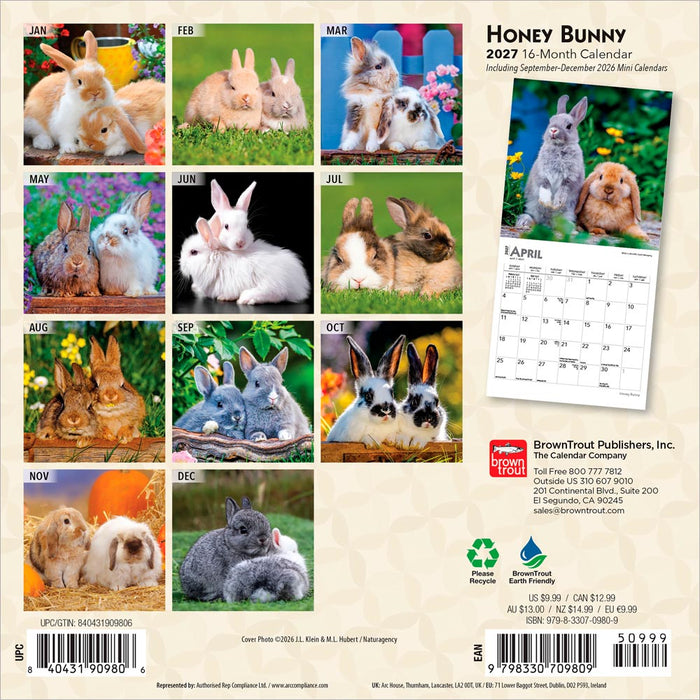 Honey Bunny 2027 Mini Wall Calendar
