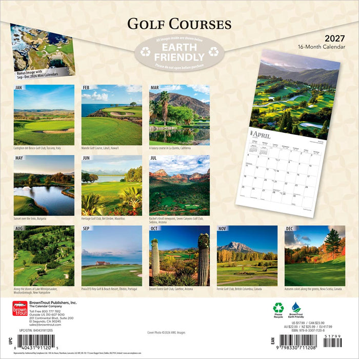 Golf Courses 2027 Square Wall Calendar