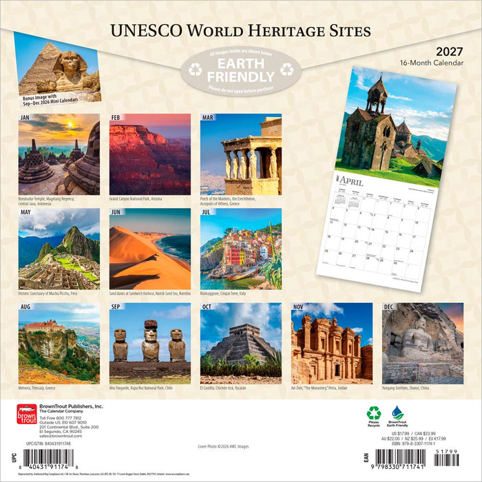 Unesco World Heritage Sites 2027 Square Wall Calendar