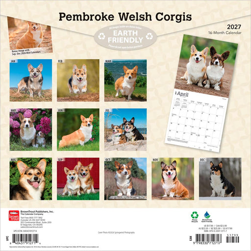 Pembroke Welsh Corgis 2027 Square Wall Calendar