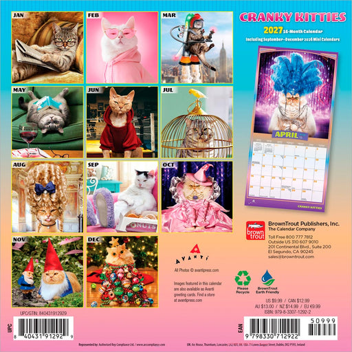 Avanti Cranky Kitties 2027 Mini Wall Calendar