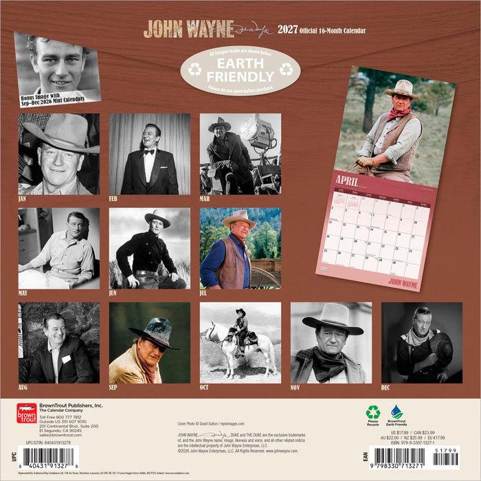 John Wayne 2027 Square Wall Calendar