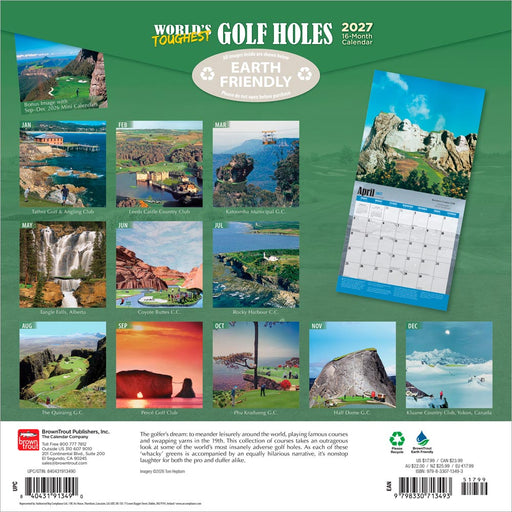 World's Toughest Golf Holes 2027 Square Wall Calendar