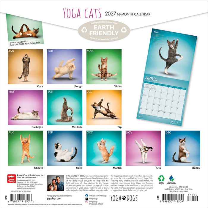 Yoga Cats 2027 Square Wall Calendar